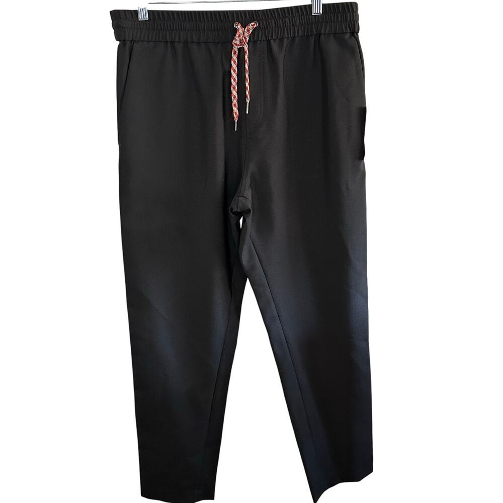 NEW Burberry Men's‎ Track Trousers Mohair Virgin Wool Blend Black Stripe Pants